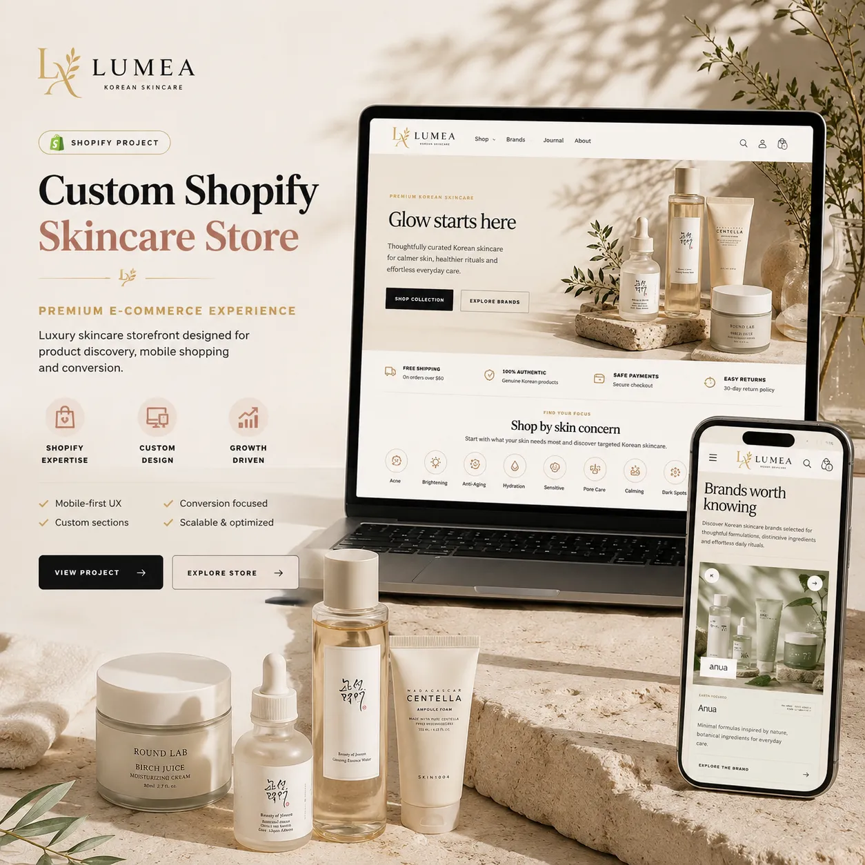 LUMEA — Premium Shopify Cilt Bakım Mağazası ekran görüntüsü 1