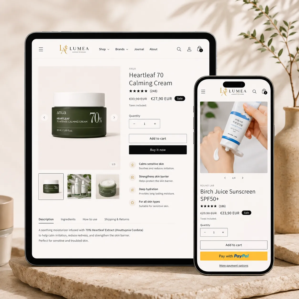 LUMEA — Premium Shopify Cilt Bakım Mağazası ekran görüntüsü 2