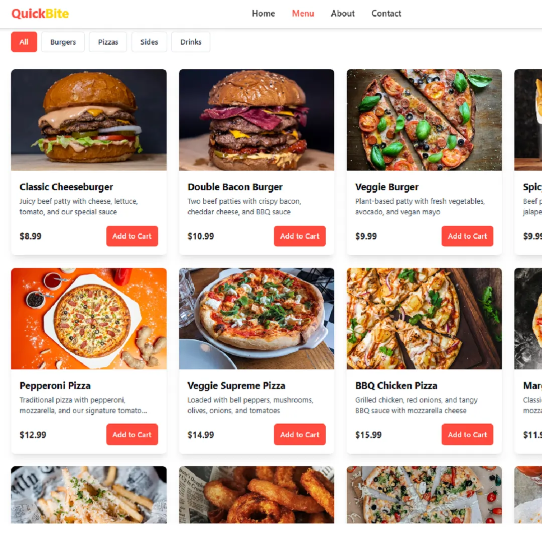 Сайт ресторана быстрого питания ekran görüntüsü 2