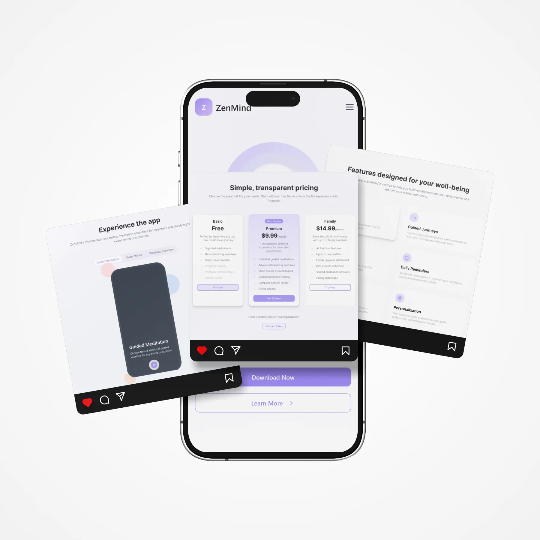 Лендинг для mindfulness-приложения ekran görüntüsü 1